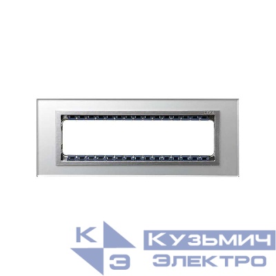 Рамка 8мод. Simon82 Centralizations узкая с суппортом серебро/алюм. стекло Simon 82987-62