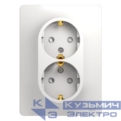 Розетка 2-м СП Glossa 16А IP20 с заземл. защ. шторки в сборе бел. SE GSL000126