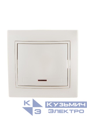 Выключатель 1-кл. СП Mira 10А IP20 с подсветкой со вставкой жемчуж./бел. перламутр. LEZARD 701-3030-111
