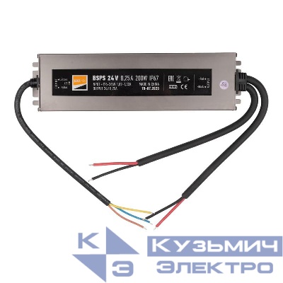 Блок питания для светодиод. ленты BSPS 24В 8.25А=200Вт IP67 JazzWay 5066557