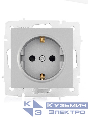 Розетка 1-м СП Vesna с заземл. защ. шторки ПБТ механизм платина LEZARD 742-3588-124B