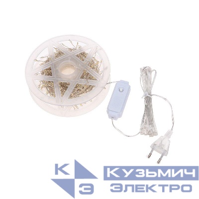 Гирлянда светодиодная "Роса "Фейерверк" 20м 500LED тепл. бел. 7.2Вт IP20 с контроллером на катушке Neon-Night 303-446