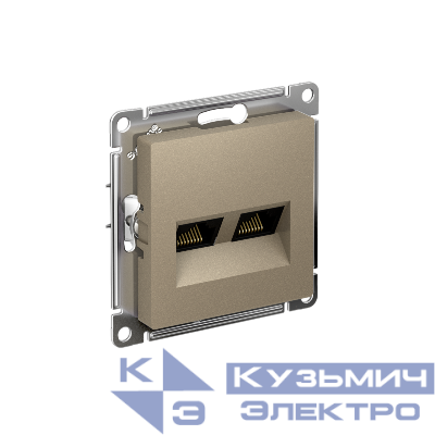 Розетка компьютерная 2-м AtlasDesign RJ45 кат.6A механизм шампань SE ATN000588