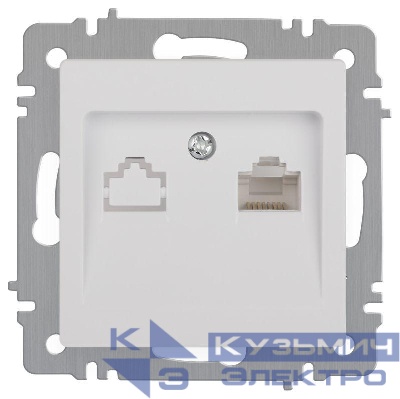Розетка компьютерная 1-м СП Accent 6-303-01 RJ45 IP20 бел. Intro Б0063624