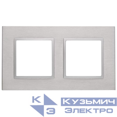 Рамка 2-м 14-5202-03 металл Elegance алюм.+алюм. ЭРА Б0034547