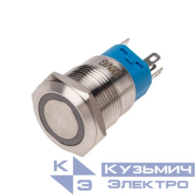 Кнопка антивандальная d19 250В Фикс (5с) ON-OFF/OFF-ON подсв/зел. Rexant 36-3443