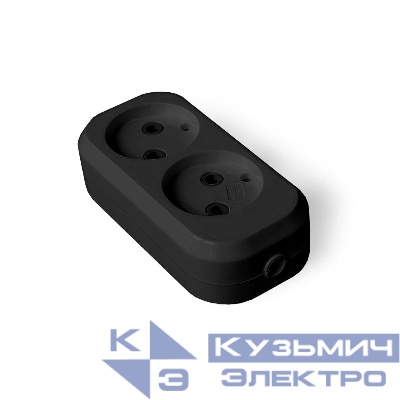 Колодка удлинителя 2-м без заземл. АБС-пластик черн. UNIVersal 1301