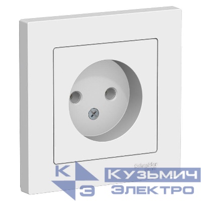 Розетка 1-м СП AtlasDesign 16А IP20 без заземл. в сборе бел. SE ATN000140