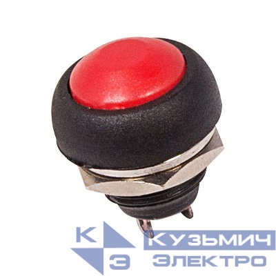 Выключатель-кнопка 250В 1А (2с) OFF-(ON) Б/Фикс красн. Micro (PBS-33В) Rexant 36-3050