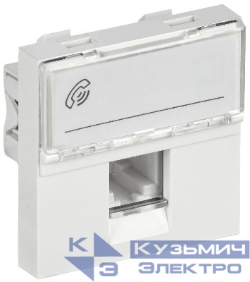 Розетка телефонная 2мод. РКФ-20-00-П RJ11 кат.3 бел. PRIMER IEK CKK-40D-RT2-K01