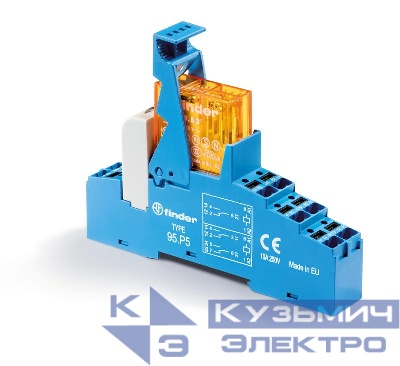 Модуль интерфейсный (сборка 40.52.8.024.0000 + 99.02.0.024.98 + 95.P5SMA) электромеханич. реле 2CO 8А AgNi 24В AC IP20 безвинт. клеммы Push-in металлич. клипса LED + варистор FINDER 48P580240060SMA