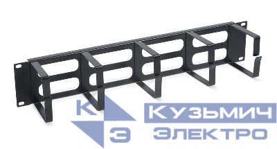 Органайзер кабельный горизонтальный JB08-2U-BK 19дюйм 2U 5 колец метал. черн. (RAL9004) Cabeus 7771c