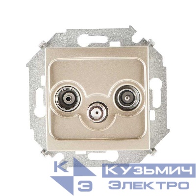 Розетка телевизионная одиночная TV/R/SAT 1-м СП Simon 15 винтов. зажим механизм шампань Simon 1591466-034