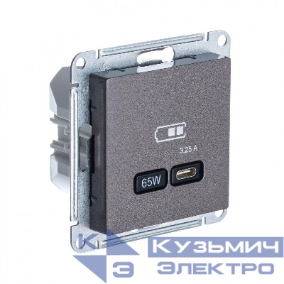 Розетка USB AtlasDesign тип C 65Вт QC PD высокоскор. ЗУ механизм мокко SE ATN000627