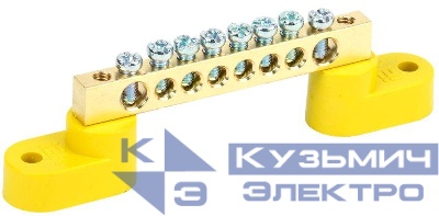 Шина PE "земля" ШНИ-6х9-8-У2-Ж на двух угловых изоляторах IEK YNN10-69-8C2-K05