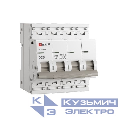 Выключатель автоматический 4п D 20А 4.5кА ВА 47-63N PROxima EKF M634420D