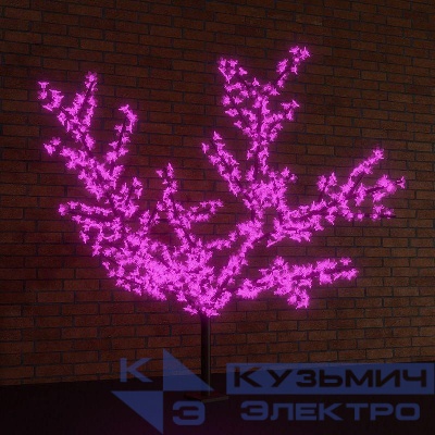 Дерево светодиодное "Сакура" 2.4м d кроны 2м 1728LED фиолет. 150Вт 24В IP65 понижающ. трансф. в компл. Neon-Night 531-126