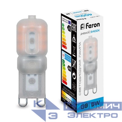 Лампа светодиодная LB-430 5Вт JCD9 6400К G9 230В FERON 25638