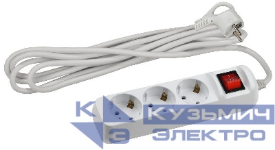 Удлинитель 3х3м с заземл. 10А IP20 UX-3es-3m ПВС 3х0.75 с выкл. Эра Б0035751
