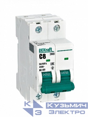 Выключатель автоматический модульный 2п C 8А 6кА ВА-103 DEKraft 12286DEK