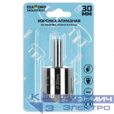 Diamond Industrial Алмазная коронка по керамике, плитке и стеклу 30 мм Diamond Industrial