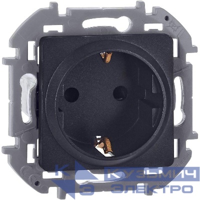 Розетка 1-м СП Inspiria 16А IP20 250В 2P+E защ. шторки немецк. стандарт механизм антрацит IEK 673733