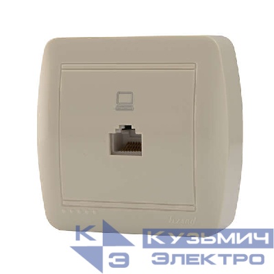 Розетка компьютерная ОП Demet RJ45 крем. LEZARD 711-0300-139