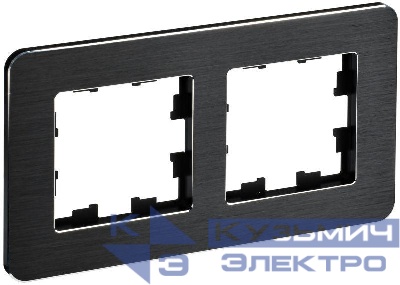 Рамка 2-м BRITE РУ-2-1-Бр метал. черн. RE AL IEK BR-M22-M-21-K02