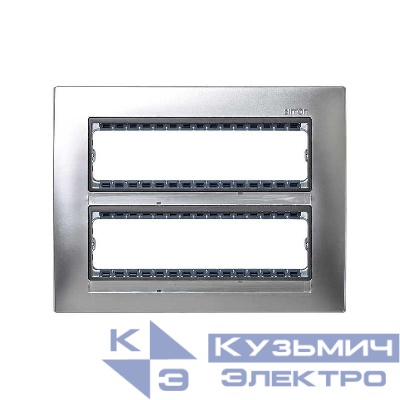 Накладка 2-х рядная с суппортами на 16 узк. модулей Simon82 Centralizations алюм./графит 82851-38