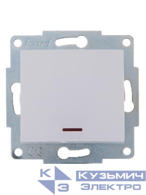 Выключатель 1-кл. 1п СП Karina 10А IP20 с подсветкой механизм бел. LEZARD 707-0288-111