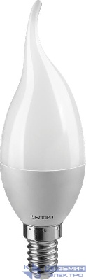 Лампа светодиодная 61 131 OLL-FC37-6-230-6.5K-E14-FR 6Вт свеча на ветру 6500К холод. бел. E14 480лм 220-240В ОНЛАЙТ 61131