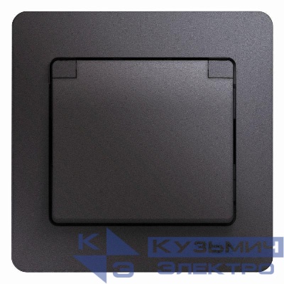 Розетка 1-м СП Glossa 16А IP20 250В с заземл. защ. шторки с крышкой в сборе графит SE GSL001346