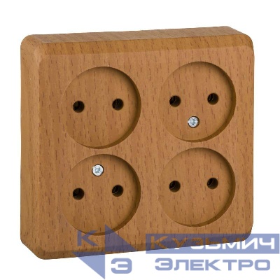 Розетка 4-м ОП Этюд 16А IP20 250В без заземл. без защ. шторок бук SE PA16-205T