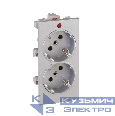 Розетка 2-м СП Simon Connect 16А IP20 250В 2х2P+E с заземл. с индикацией S-модуль механизм алюм. Simon S1-8