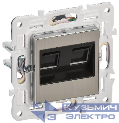 Розетка компьютерная двойн. RJ45 кат.5E SKANDY SK-K03N никель IEK SK-K20-1-K50