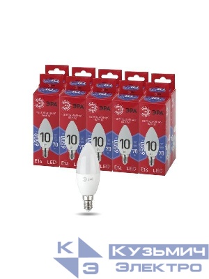 Лампа светодиодная RED LINE LED B35-10W-865-E14 R 10Вт B35 свеча 6500К холод. бел. E14 Эра Б0045337