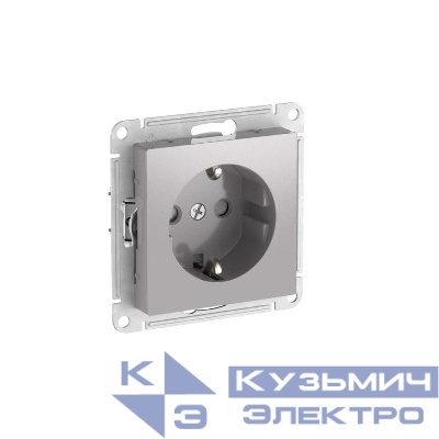 Розетка AtlasDesign 16А с заземл. защ. шторки быстрозажим. клем. механизм алюм. SE ATN000345S
