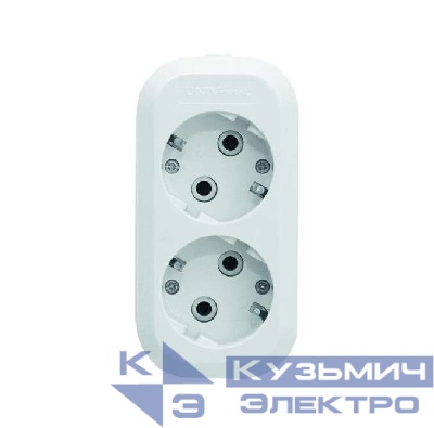 Колодка удлинителя 2-м с заземл. АБС-пластик UNIVersal E302