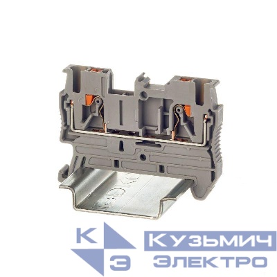 Клемма проходная зажим push-in 2 точки подключения 2.5кв.мм сер. DKC VPR-2.5-GY