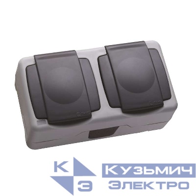 Розетка 2-м ОП 16А IP55 сер. Makel 36064206