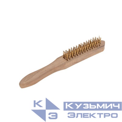 Щетка по металлу с деревянной ручкой 4 ряда 280мм Kranz KR-91-1257