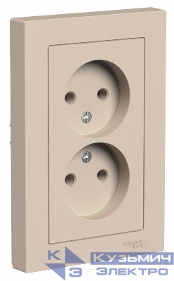 Розетка 2-м. AtlasDesign 16А без заземл. в сборе песочн. SE ATN001220