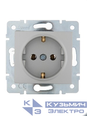 Розетка 1-м СП Karina с заземл. термопласт механизм матов. серебр. LEZARD 707-4388-122B