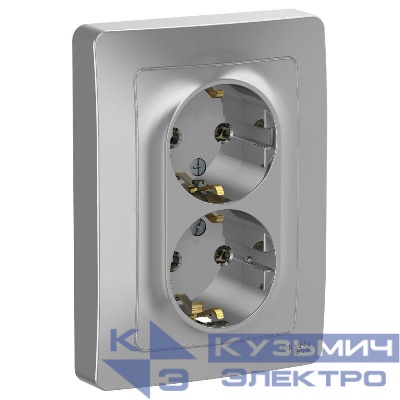 Розетка 2-м СП Blanca 16А IP20 250В с заземл. без защ. шторок алюм. SE BLNRS001023