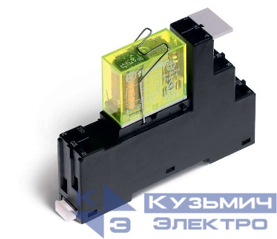 Модуль интерфейсный (сборка 50.12.9.012.1000 + 95.05.7SMA) электромеханич. реле безопасности 2CO 8А AgNi 12В DC IP20 винт. клеммы металлич. клипса LED + диод FINDER 481290121002SMA