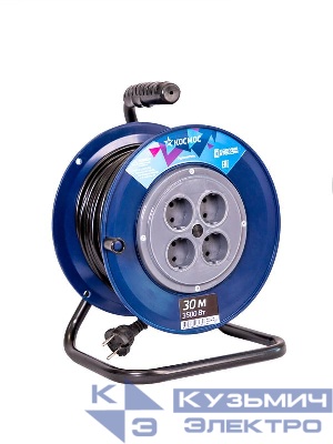 Удлинитель на катушке 4х30м 16А IP20 3.5кВт ПВС 2х1.5 КОСМОС YKKsm30m-4g(16A)