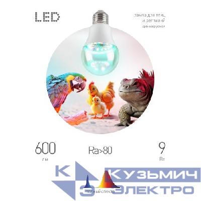 Лампа Chicken FITO-Dim 9Вт E27 для птиц и рептилий с UVB спектром Эра Б0059884