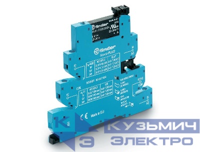 Модуль интерфейсный (сборка 34.81.7.060.9024 + 93.63.3.230) твердотельное реле MasterPLUS выход 6А (24В DC) 230-240В AC/DC подавление утечки тока IP20 винт. клеммы FINDER 393032309024