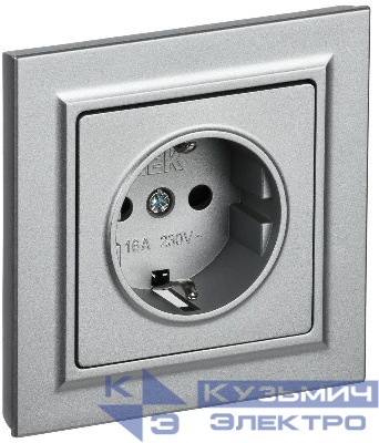 Розетка СП BRITE РСР14-1-0-БрА 16А в сборе с заземл. защ. шторки алюм. IEK BR-R14-16-K47-F