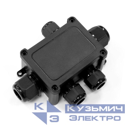 Коробка распределительная ОП 135х96х42 5-вводная IP68 ПА66 40А 450В d5-14мм черн. Промрукав PR08.13150